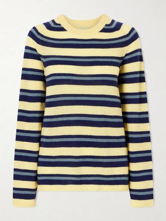 The Elder Statesman Pullover In Cashmere A Righe Laurel - Blu