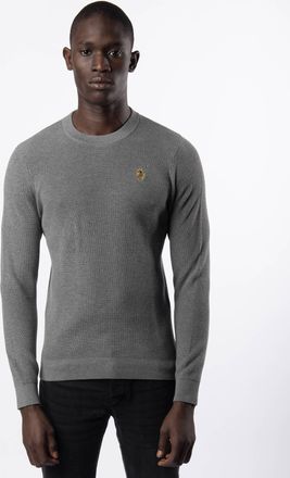 Luke 1977 Mens Barcelona Knitted Crew Neck Jumper in Grey - Size Large