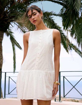 Kiss The Sky Vestito corto stile gilet bianco con vita scesa