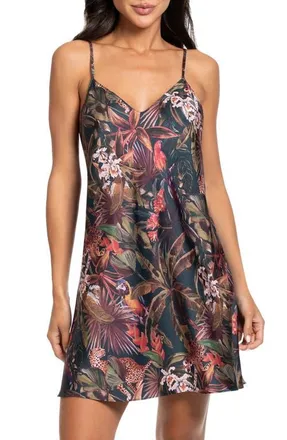 Midnight Bakery Print Satin Chemise in Navy at Nordstrom, Size X-Large