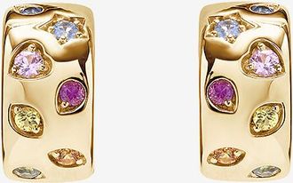 Roxanne First Creolen aus Gelbgold Rainbow Sapphire Confetti