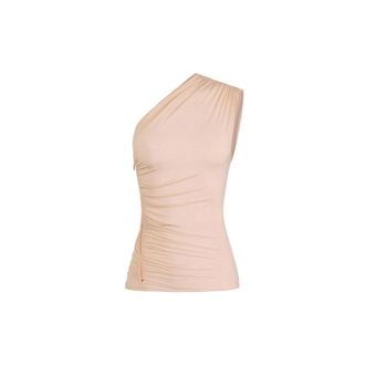 Elisabetta Franchi Draped Zip Jersey Top - female - Elisabetta Franchi - Sleeveless Tops - Beige - M - Tops