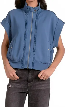 Elan Elise Short Sleeve Jacket In Blue