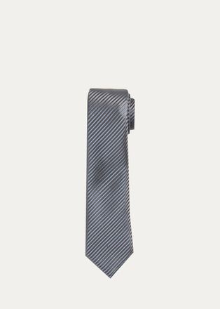 Giorgio Armani Mens Stripe Jacquard Silk Tie