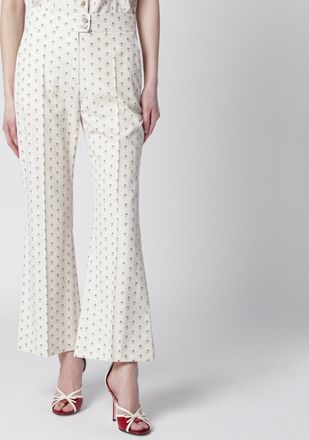 Valentino Ivory trousers with floral pattern