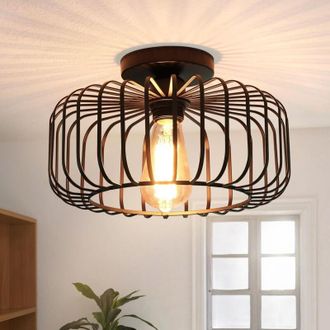 OEM L&aacute;mpara De Techo Moderna De Metal Negro - Casquillo E27 - 1 Pantalla Redonda - Para Cocina, Pasillo, Sal&oacute;n, Dormitorio, Comedor [clase Energ&eacute;tica F] -