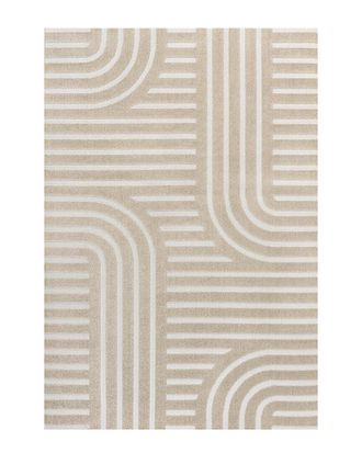 Jonathan Y Designs Jonathan Y Anders High-Low Midcentury Modern Arch Stripe Two-Tone Indoor/Outdoor Area Rug