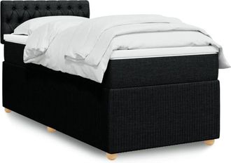 vidaXL Cama Box Spring Con Colch&oacute;n Tela Negro 80x200 Cm Vidaxl