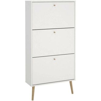 Dmora Dmora - Zapatero Fung, Zapatero, Armario de entrada multiusos, Zapatero, 70x24 h139 cm, Blanco