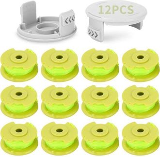 OEM Paquete De 12 Carretes De Hilo De Repuesto Para Desbrozadora Ryobi One+ (12 Carretes De Hilo, 2 Tapas)