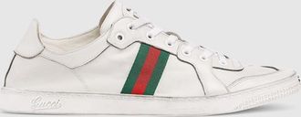 Gucci Mens Stretch Low-top Sneaker, White, Leather