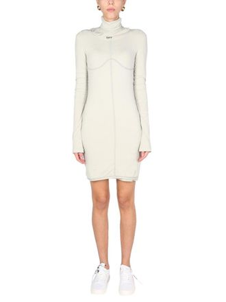 Off-white High Polo Neck Mini Dress
