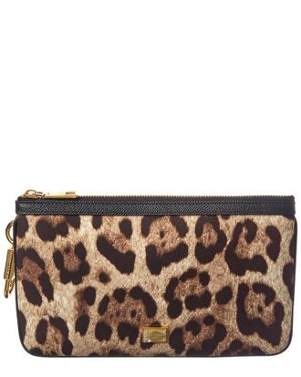 Dolce & Gabbana Satin & Leather Pouch