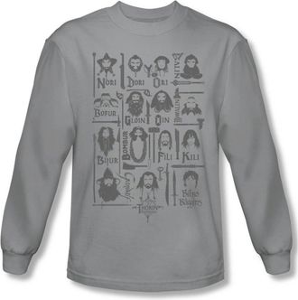 The Lord Of The Rings Mens The Company Long Sleeve Shirt In Silver, Medium, Silver