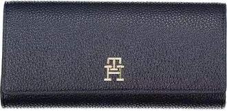 Tommy Hilfiger Womens Th Wallet Pebbled Leather Navy - Dark Blue - One Size