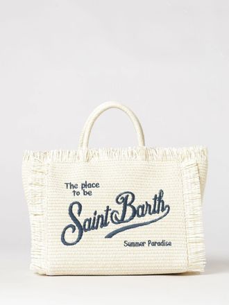 MC2 Saint Barth Borsa Colette in rafia con logo ricamato e stampa floreale
