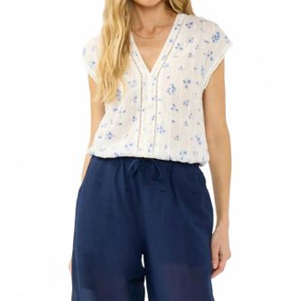 Lovestitch Maelis Top In White/ Blue