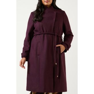 Estelle Reo Belted Coat in Plum at Nordstrom, Size 16W