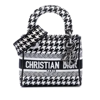 Dior Pre-owned Dior Mini Embroidered Canvas Houndstooth Lady D Lite Ladies UADDTW11LKXEUEB6