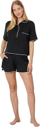 Tommy John Short Sleeve Top And Short Pajama Set Womens Pajama Sets Black : XS, Modal/Polyester/Spandex