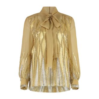 Alberta Ferretti Alberta Ferretti, Blouses, female, Beige, Size: XS Silk blouse