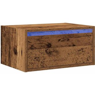 vidaXL Mesita De Noche De Pared Con Luces Led Madera Antigua Vidaxl