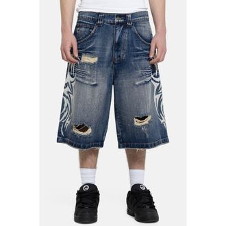 Jaded London Blade Colossus Crop Wide Leg Denim Shorts in Blue at Nordstrom, Size 30