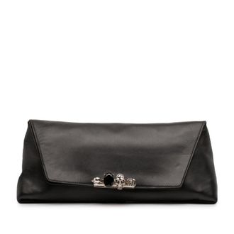 Alexander McQueen Pre-owned Alexander McQueen Large Calfskin Skull Knuckle Duster Fold Over Clutch Ladies 7W3UDQ45WOIAH2M7