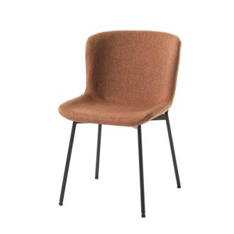 Oresteluchetta Juego 4 sillas rojo ladrillo, estructura negro mate 80x50x60 cm sal&oacute;n