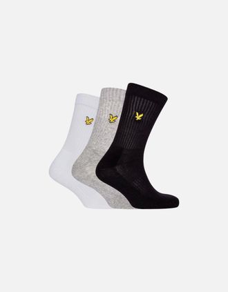 Lyle & Scott Lyle And Scott Mens 3-Pack Hamilton Sports Socks, Black/White/Grey - Size: 16/14.5/8/15/8.5/15.5/9/13/13.5/14/6.5/7/7.5/11.5/5/12/5.5/12.5/6/3.5/3/10