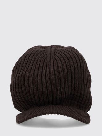 Yohji Yamamoto Ribbed Merino Wool Cap with Embroidered Logo and Structured Visor