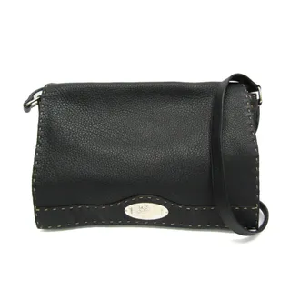 Fendi Selleria Messenger Leather Black Leather Handbag (Pre-Owned)
