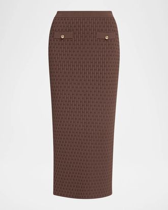 Toccin Milla Textured Knit Midi Pencil Skirt