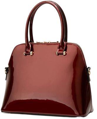 Generic Handbag Patent Leather Top Handle Purse Glossy Shoulder Bag Work Evening Party Shopper Crossbody Satchel