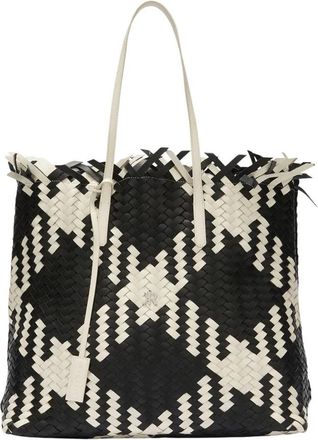 John Richmond Geweven Shopper met Geometrisch Motief - Dames - Shoppers - Zwart - ONE Size - Leer - Tassen