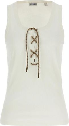 Burberry Cleo Ribbed Tank - Dames - Tops zonder mouwen - Wit - S - Katoen - Tops