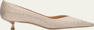 Stuart Weitzman Eva Metallic Kitten-Heel Pumps