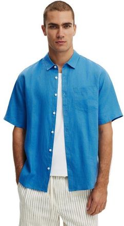 Cotton On Mens Relaxed Linen Short Sleeve Shirt in Cornflower Blue at Nordstrom, Size X-Small