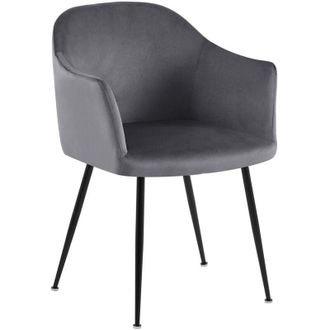 Clp Silla de comedor de terciopelo Jaysie Gris oscuro