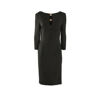 Simona Corsellini Midi Jurk Art. A24Cpab 007 - Dames - Casual kleedjes - Zwart - L - Katoen - Kleedjes