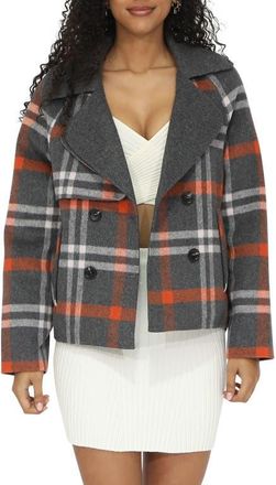 Belle & Bloom Im Yours Plaid Wool Blend Peacoat in Charcoal Plaid at Nordstrom, Size X-Small