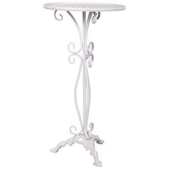 Wanderlust Deco Mesa auxiliar de metal envejecido blanco 40x40x77