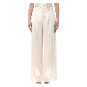 Alberta Ferretti Alberta Ferretti, Wide Trousers, female, White, Size: S Shiny Satin Trousers