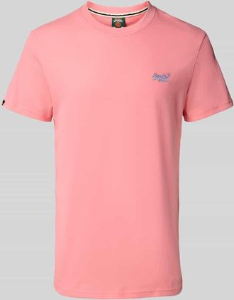 Superdry T-Shirt mit Label-Stitching in Pink, Größe XL