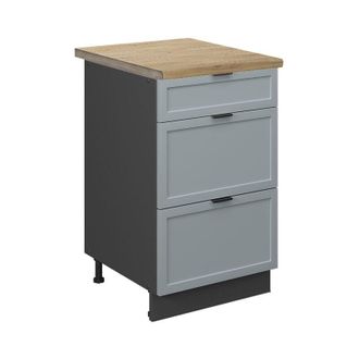 Vicco Mueble Bajo De Cocina Fame-line, Azul Claro-gris, 50 Cm, Et Roble