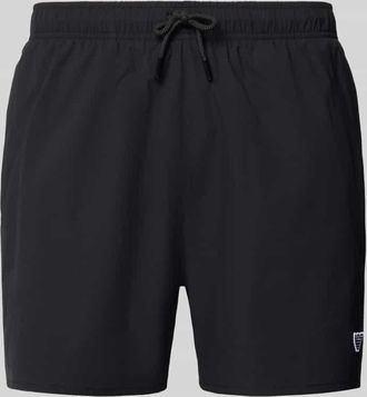 Emporio Armani Straight Fit Badeshorts mit Logo-Detail in Black, Gr&ouml;&szlig;e XXL
