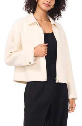 Vince Camuto Patch Pocket Zip Jacket in Birch at Nordstrom, Size Xx-Small
