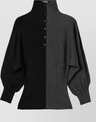 Jacquemus silk fine-knit turtleneck long-sleeve polo top