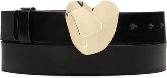 Kazar Zwart gelakt riem met hartvormige gesp - Dames - Riemen - Zwart - 80 CM - Leer - Accessoires