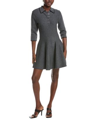 Maje Knitted Wool-Blend Polo Dress